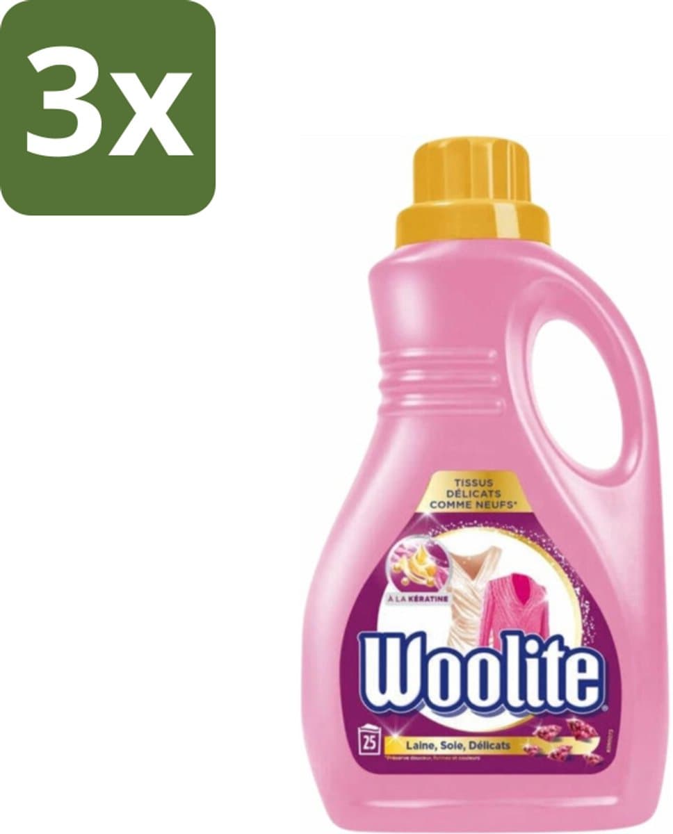 Woolite Delicate - Vloeibaar Wasmiddel - Met Keratine - Wol, Zijde & Fijne Was - 25 Wasbeurten - 1,5L - Bulkverpakking - 3 stuks — afbeelding 1