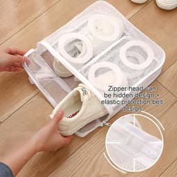 2 stuks Schoenwaskous met ringe - Sneaker waszak - Schoenbeschermer voor de wasmachine - Herbruikbaar - Waszak van mesh met ritssluiting - beschermend wasnet geschikt voor machinewassen en - drogen - 28*24.5*8cm — thumbnail 2