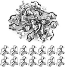100 stuks kabelklemmen van roestvrij staal voor 2 mm draadkabel met moersleutel - kabelbevestiging voor staalkabel, waslijn, luifel — thumbnail 1