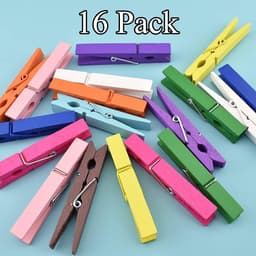Kleurrijke Houten Wasknijpers - Stevige, Duurzame 16-Pack voor Wasserij en Doe-Het-Zelf Projecten — thumbnail 3