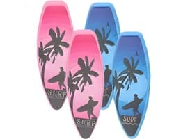 Gerimport Handdoekknijpers - 4x - surfplank - blauw/roze - handdoekklem - kunststof