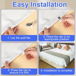 Dekbedclips - 12 stuks - Dekbed klemmen - Deken Clips - herbruikbaar - Anti-Schuif Bed Clips - Voorkom dat beddengoedaccessoires verschuiven - de deken binnenin te houden - wit — thumbnail 4