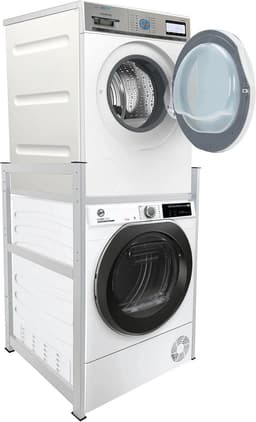 Stevig Rek voor Wasmachine en Droger Stapelen Over Elkaar 74x65x111 cm Wit — thumbnail 1