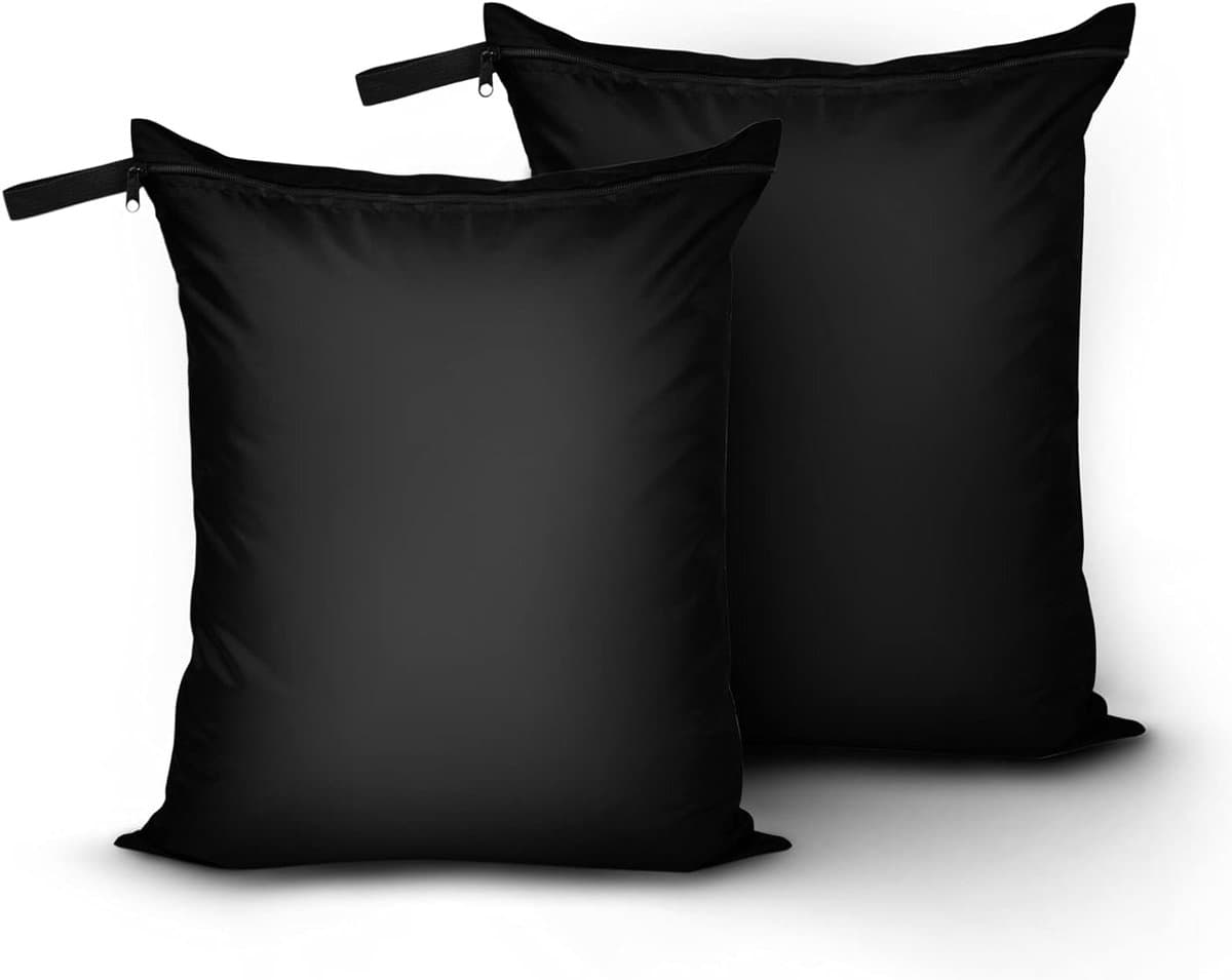 Waszakken - 2 stuks - Waszak voor Op Reis - Beschermt Kleding - Polyester - Wasmachine - Herbruikbaar - Georganiseerde bagage - Huishoudaccessoires - 51x41 cm - Zwart — afbeelding 1