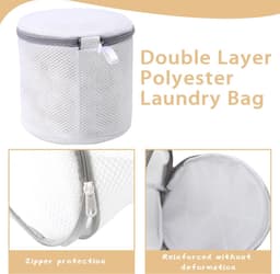 bh-waszakje - 3 ST. - Anti-Vervorming - mesh waszakken - Met Rits - Waszakje Lingerie - 15*17 cm - voor Wasmachine - Cilindrische Ritsen Wasmachinetas - grijs wit — thumbnail 5