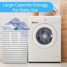 Grote Vouwbare Wasmand - 75L - Waterdichte Wasbakken - Vrijstaande Waszak met Handvatten - Hoge Kledingmand voor Wasgoed - Rimpelpatroon — thumbnail 2