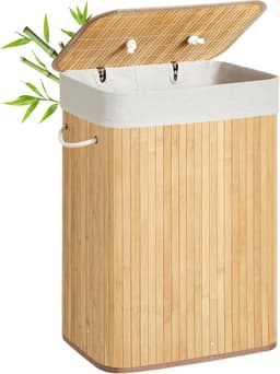 Nancy's Bamboe Wasmand Met 1 Vak - 72L - Wasmanden - Wasmanden Met Deksel - Bruin - 40 x 30 x 60 cm — thumbnail 1