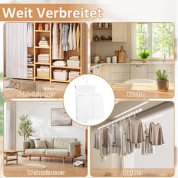 Wasknijperzak - Knijperhouder - Wassen Organiseren - Met Ophanghaak - 9x19x24 cm - Wit — thumbnail 2