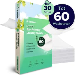 Fressea Wasstrips 60 Wasbeurten - Wasmiddel Strips - Plasticvrij & Vegan Wasmiddeldoekjes (Parfumvrij) — thumbnail 1