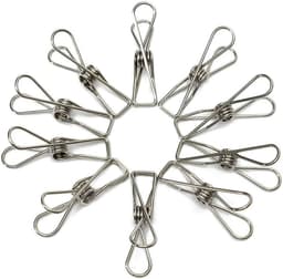 Wasknijpers Set - Kledinghangers Klemmen - Kleding Drogen - Roestvrij Staal - 60 Stuks - Zilverkleurig — thumbnail 1