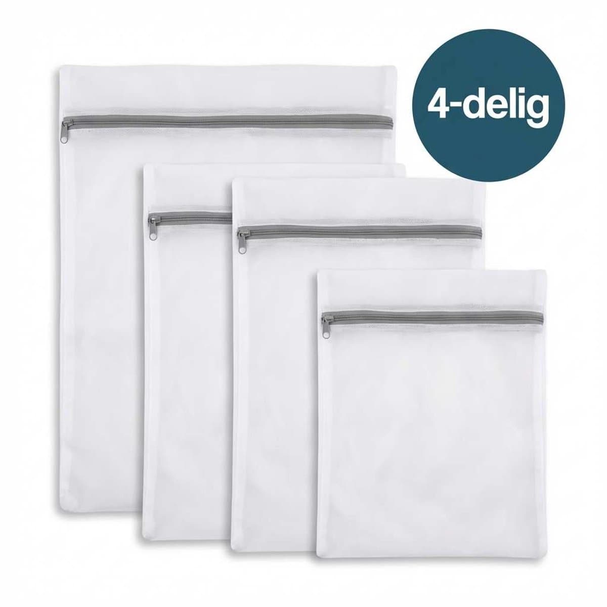 DIVERZA Waszakken Set 4-delig – Waszak voor Wasmachine – Beschermt Kleding – Fijnmazig Gaas – Met Ritssluiting – 1 Groot 2 Middel 1 Klein – Wit — afbeelding 1