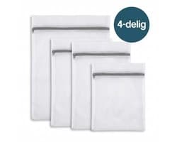 DIVERZA Waszakken Set 4-delig – Waszak voor Wasmachine – Beschermt Kleding – Fijnmazig Gaas – Met Ritssluiting – 1 Groot 2 Middel 1 Klein – Wit — afbeelding 1