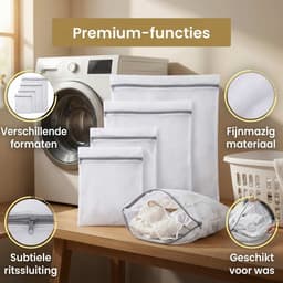 DIVERZA Waszakken Set 4-delig – Waszak voor Wasmachine – Beschermt Kleding – Fijnmazig Gaas – Met Ritssluiting – 1 Groot 2 Middel 1 Klein – Wit — thumbnail 3