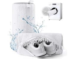 Schoenentas voor Wasmachine - 2 Stuks - Premium Wit - Sneaker Mesh Waszak - Herbruikbare Schoenenwaszak - Verborgen Rits - Vezels Schoenenwaszak voor Sneakers - Wasaccessoires — afbeelding 1