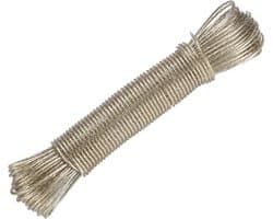 Waslijn - 3 mm × 20 m - met stalen kern - geschikt voor buitengebruik - kunststof waslijn [transparant]