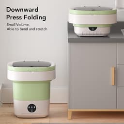 Mini Portable Washing Machine - Vouwbare Kleine Wasmachine en Droger - 7.5L - Emmer Wasmachine met Afvoermand voor Ondergoed - Sokken - Baby Kleding - Was - Thuis (Groen) — thumbnail 3