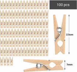 100 stuks wasknijpers - Lichtgewicht en milieuvriendelijk - 25 mm mini houten wasknijpers - Geschikt voor huisdecoratie en foto's — thumbnail 2