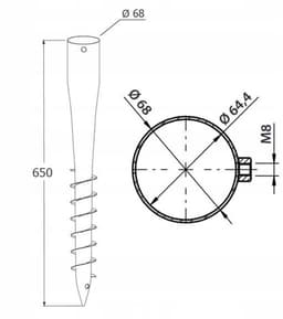 Domax Serie - Stalen Parasolbasis - 68x650mm - Schroefbasis - Montage Zonder Fundament — thumbnail 2