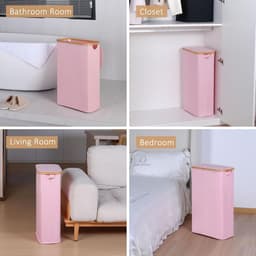 RFWR® Slanke Opvouwbare Wasmand 60L met Deksel - Handig voor Slaapkamer en Badkamer — thumbnail 5
