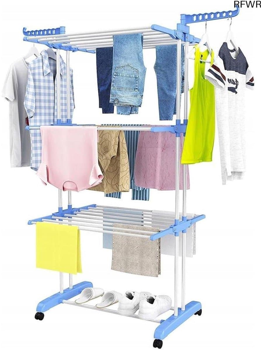 RFWR® Ruimtebesparend Droogrek met Wieltjes - XXL Torenwasrek voor Efficiënt Drogen — afbeelding 1