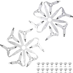 2 stuks verstelbare bedlakenspanners, nylon bedlakenspanners met 16 stuks quilthouders voor lakens, matrasbeschermer, strijkplank of bank — thumbnail 1