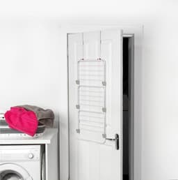 **Over Door Clothes Airer - Indoor Laundry Drying Rack 7m Drying Space Over 3 Levels Adjustable Shelves Foldable Space Saving Storage Foam Lined Hooks** — thumbnail 5
