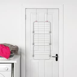 **Over Door Clothes Airer - Indoor Laundry Drying Rack 7m Drying Space Over 3 Levels Adjustable Shelves Foldable Space Saving Storage Foam Lined Hooks** — thumbnail 2