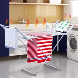 Droogrek Elektrisch 220 W Opvouwbaar met 20 Staven Aluminium Kledingrek (148 x 53 x 90 cm) — thumbnail 2