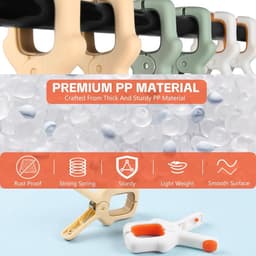 6-pack - Plastic strandlakenklemmen in drie kleuren - Grote winddichte kledingklemmen - Perfect voor ligbedden / zwembadstoelen / dekenklemmen - Oranje, wit, lichtgroen, kaki — thumbnail 2