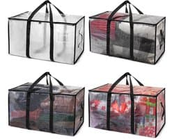 ClearSpace Oversized Verhuistassen of Opbergtas, Grote Verhuisdozen met Rugzakriemen, Ritsen en Handvatten, Stevige Verhuistassen, Studentenhuis,
