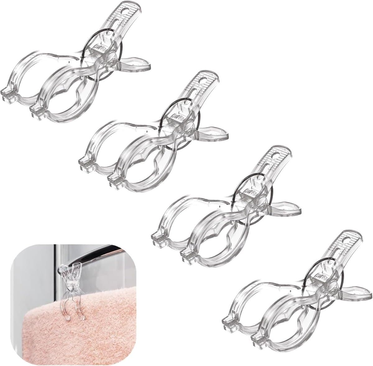 Keukenhanddoekklemmen - Wasknijpers - Handdoek Knijpers - voor laarzen handdoek hoed broek sok - Wasknijpers - multifunctionele clips - kledinghanger clip - Handdoek Klemmen - 4stuks — afbeelding 1
