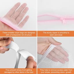 Allecto Plus - Set van 2 herbruikbare schoenendroogzakken en 3 waszakken - Honingraatnetwaszak voor fijne was - Met ritssluiting en riem - Voor wasmachine, schoenen en kleding — thumbnail 4