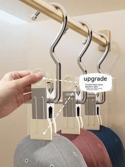 kledinghaak RVS haak - reisdraagkleding - Washaken Clip - Washaken met klemmen - kleerhangers voor sokken - Veelzijdig - Drooghaak voor kleding - Roestvrij Stalen Washaken - Antislip Kledinghangers - 7 stuks - Crèmewit — thumbnail 4