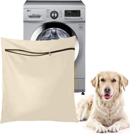 Waszakken voor huisdieren - Waszakken van twill polyester - Grote waszakken met rits - Voorkomt dat waszakken verstopt raken door dierenhaar - wasmachine, 70 x80 cm，waszak voor huisdieren voor honden, katten en konijnen (Khaki)- L — thumbnail 1