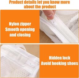 Allecto Plus - Waszak voor schoenen in wasmachine, herbruikbaar met rits - bescherming tegen schade - schoenen wasnet. — thumbnail 5