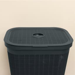 Wasmand 'Hessian' met deksel - 60 Liter - Box - Antraciet - Ventilatie — thumbnail 2
