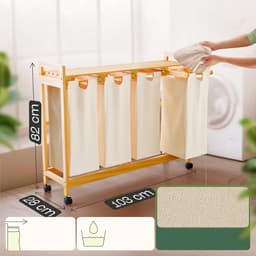 CLGP® Wassorteerder 4 Vakken - Wasmand - 200L - Biege — thumbnail 2