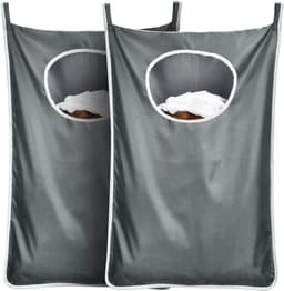 Duurzame hangende wasmand met ruimtebesparende roestvrijstalen haak en rits achter de deur voor badkamer, kinderkamer, reizen, studentenhuis, 2-pack (extra groot - donkergrijs) — thumbnail 1