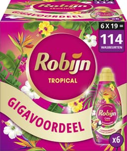 Robijn -Vloeibaar Wasmiddel - Klein & Krachtig - Tropical - 6 flessen - 114 wasbeurten — thumbnail 1