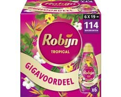 Robijn -Vloeibaar Wasmiddel - Klein & Krachtig - Tropical - 6 flessen - 114 wasbeurten
