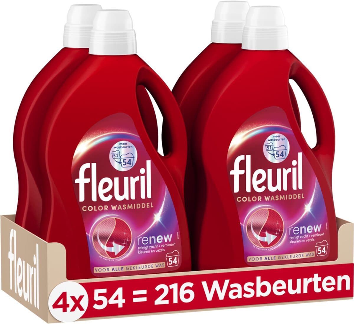 Fleuril Color Wasmiddel - 4 x 54 = 216 wasbeurten - Voordeelverpakking — afbeelding 1