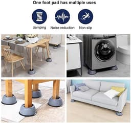 Trillingsdempers Wasmachine - Wasmachine Verhoger Set van 4 stuks - Schokdemper van de wasmachine - Antislip en stil - demper Pads - 8,5 CM - Geschikt voor wasmachinesteun - Wasmachine Demper - Voetjes voor wasmachine & droger - grijs — thumbnail 3