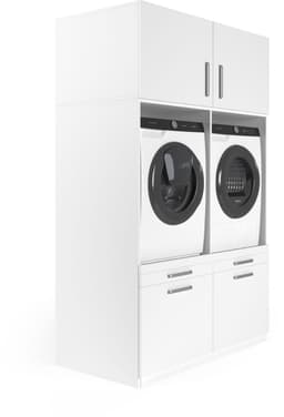 Wasophoogte® Wasmachine Kast Brugge - Wasmachine verhoger - Wasmachine ombouw - 700(D)*1330(B)*2110(H) mm - Wit — thumbnail 4