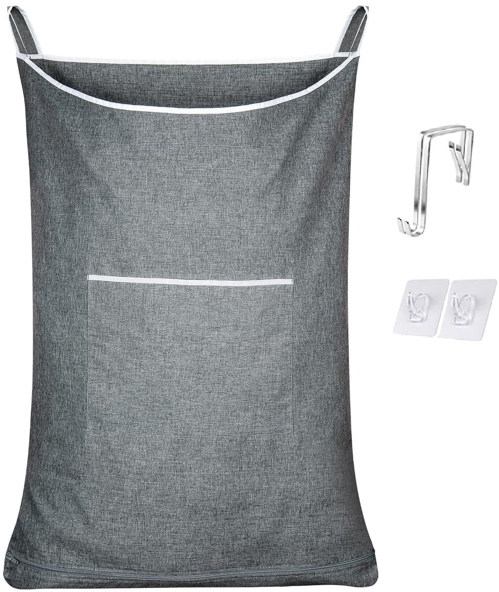 Hangende wasmand tas - ruimtebesparend - 1 stuk - grijs - 35L x 22W inch — afbeelding 1