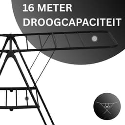 DailySupplies® Droogmolen met Voet voor Camping & Thuis - Wasrek Staand - Droogrek Inklapbaar - Zwart — thumbnail 3