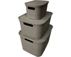 Wasmanden - Set van 3 stuks - 4,5 liter - 12 liter - 25 liter - Taupe