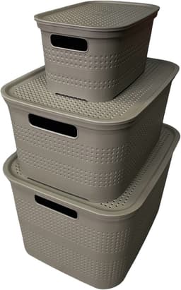 Wasmanden - Set van 3 stuks - 4,5 liter - 12 liter - 25 liter - Taupe — thumbnail 1