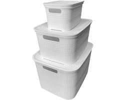 Wasmanden - Set van 3 stuks - 4,5 liter - 12 liter - 25 liter - Wit