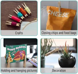 20-stuks Houten clips - Houten wasknijpers - DIY clips - Mini wasknijpers - Mini fotoclips - Houten knutselwerkjes - Kleine fotoclips - Geschikt voor het ophangen van kleding, knutselwerkjes, voedselzegels, foto's - Houtkleur — thumbnail 2