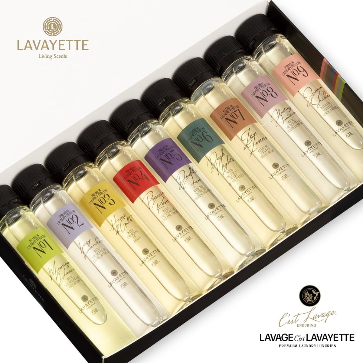Lavayette Premium Wasparfum - Proefpakket 9x25ml - Geurbooster — afbeelding 1